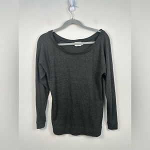 Nation LTD Dark Heathered Green Gray Ribbed Trim 3/4 Sleeve Tee Size XS EUC